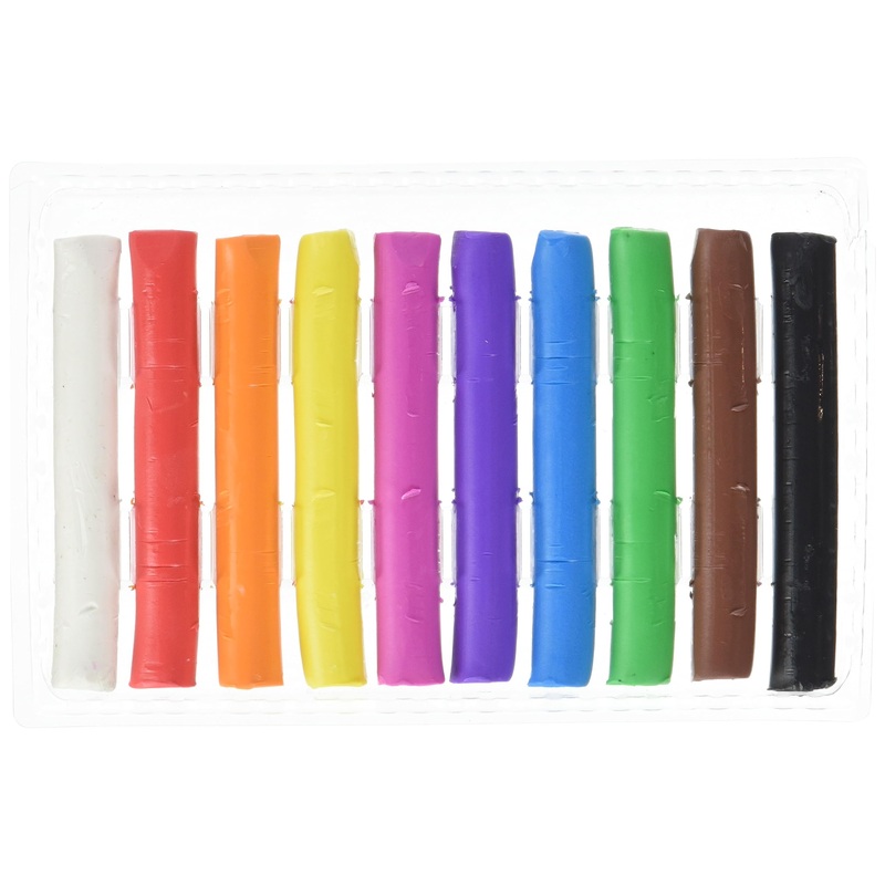 Oxford Plasticine / Playdough / Children’s Playdough / Soft Playdough 10 Sticks in Cardboard Case, Bright Colors, Extra Large, White, Yellow, Orange, Red, Purple, Navy, Blue, Green, Brown, Black