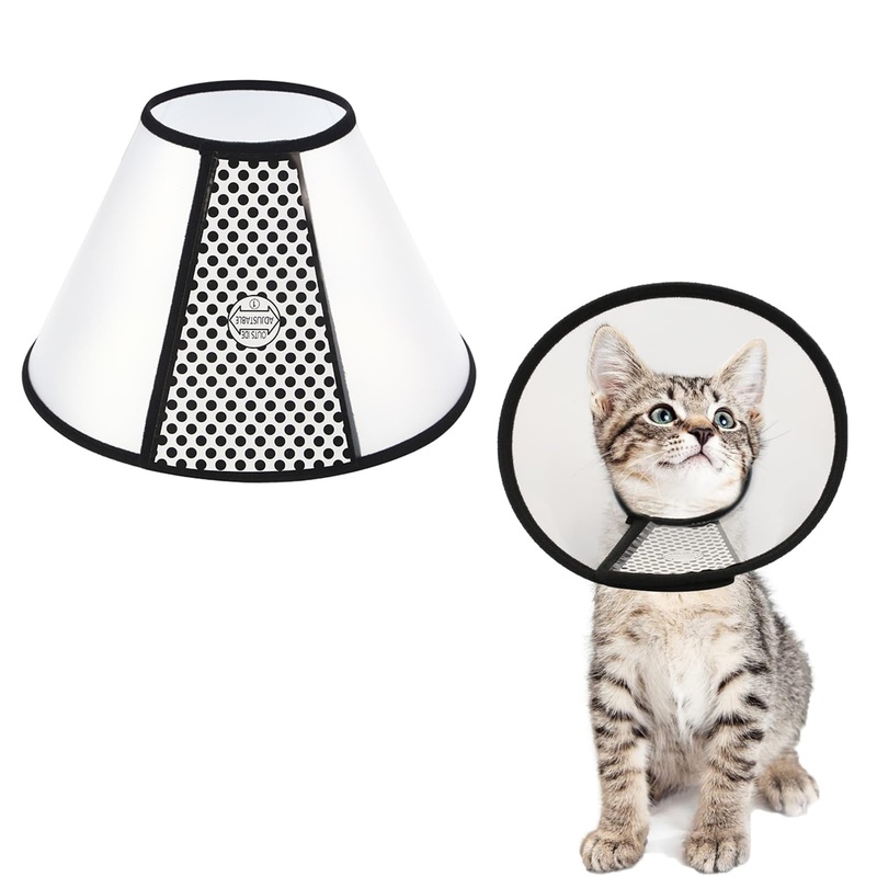 Pack of 2 Cat Neck Brace, Dog Neck Brace, Adjustable Velcro Fastener After Surgery Wound Collar Leak Protection Waterproof Cone Adjustable Neck Brace for Cats Dogs