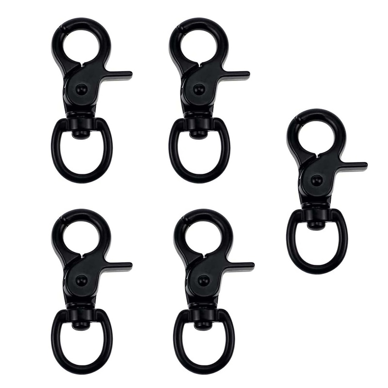 Pack of 5 carabiner hooks, swivel carabiner, zinc alloy scissor carabiner, swivel snap carabiner, robust bolt carabiner, carabiner hook, dog leash key, for dogs, luggage buckle, rotatable