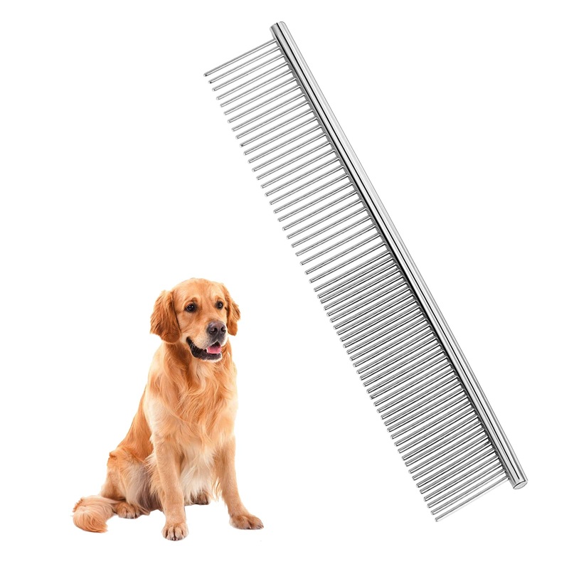 Pet comb, pet professional comb made of stainless steel, 2-in-1 stainless steel comb, dog cat comb for small, pet grooming combs medium and large pets with long hair, short hair