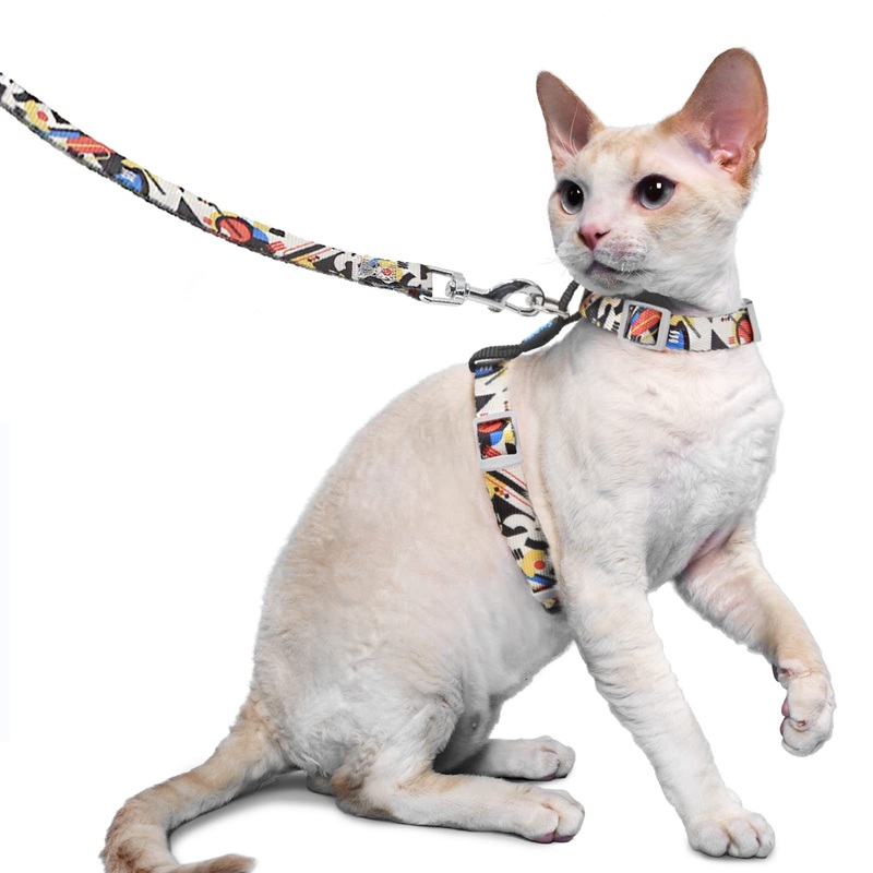 Supet Cat Harness and Leash, Escape Proof Cat Vest for Small Large Cats, Adjustable Cat Collars, Harnesses and Leashes for Walking, Lightweight Kitten Harness S (Chest: 20.3-33 cm) Black