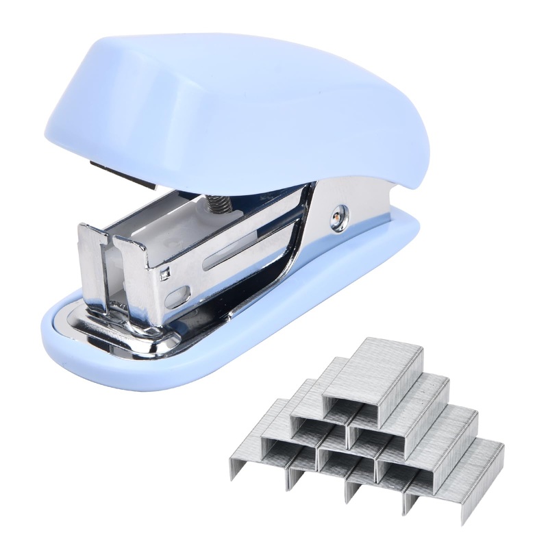 Volumoon Mini Stapler Set 26/6, Stapler Set, Small Stapler, Portable Stapler with 830 Staples, Manual Table Stapler with Staples for Schools, Workplaces, Families (Blue) Blue