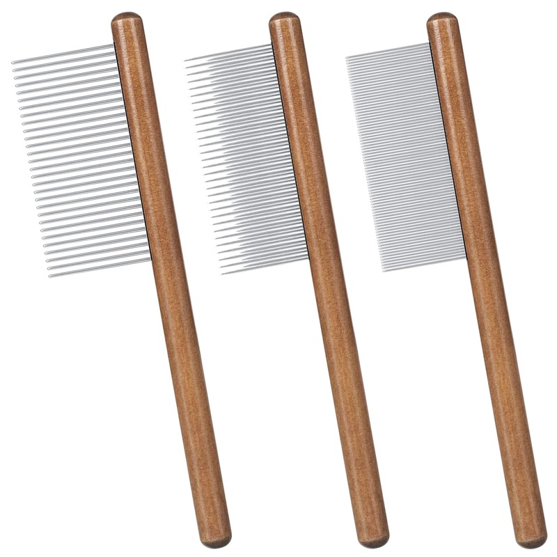 3 Piece Cat Comb, Wooden Dog Comb, Pet Comb, Pet Flea Comb, Cat Comb for Long Haired Cats, Short Haired Cats, Cats, Dogs, Flea Lice, Tear Stain Remover