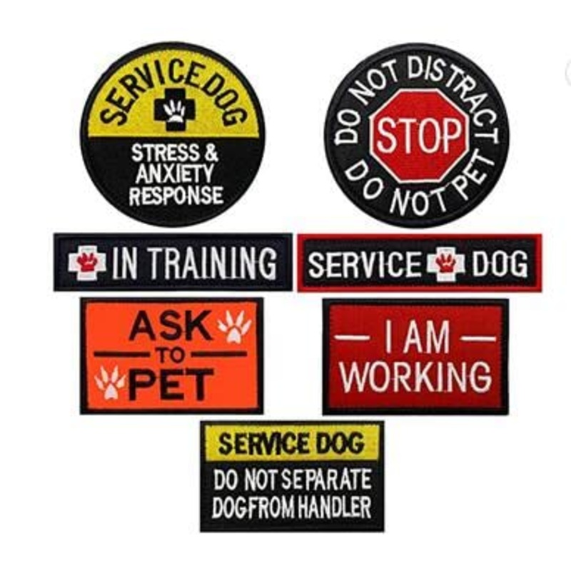 7pcs Service Dog Patches with Velcro for Dog Vest Harness. in Training, Ask to Pet, I work