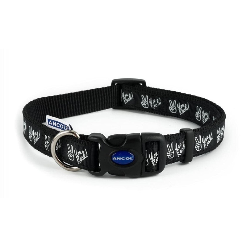 Ancol Patterned Collection You Rock Collar, Size 30-50 cm, Black and White Black / White M