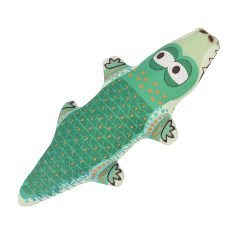 COMFPET Squeaky Dog Plush Toy, Interactive Dog Toy Clean Teeth Puppy Chew Toy, for Small Breed Puppies (Green Crocodile) Green