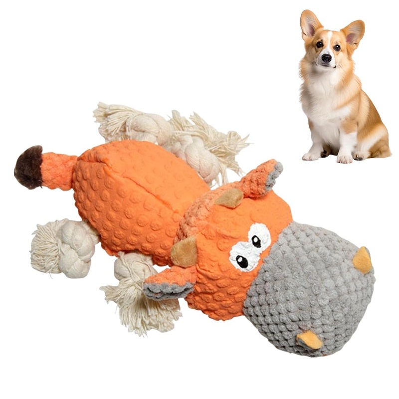 DASIAUTOEM Dog Toys, Cuddly Toy Dog Hippo Orange Dog Toy with Sounds for Puppies and Dogs of All Sizes