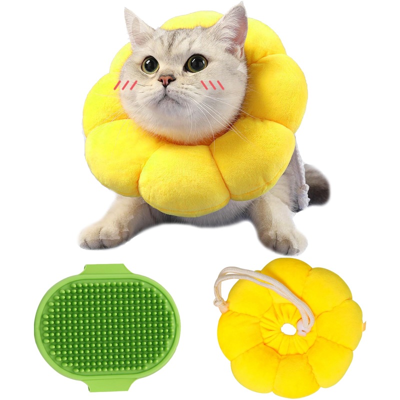 DKDDSSS 2PCS Cat Neck Collar, Soft Cat Recovery Collar with Adjustable, Anti Bite Safety Protective Collar for Dogs Puppies Kittens, After Surgery Pet Protective Collar