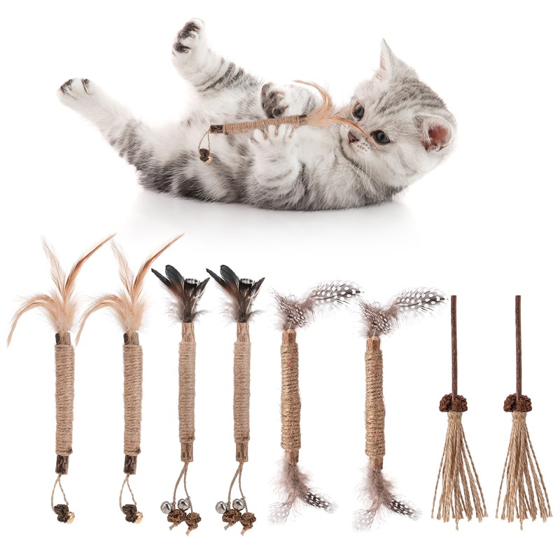 FANTESI Pack of 8 catnip sticks, chewing sticks for cats, cat toys for cleaning cats’ teeth, catnip sticks for indoor use for cats, refreshing kitten breath