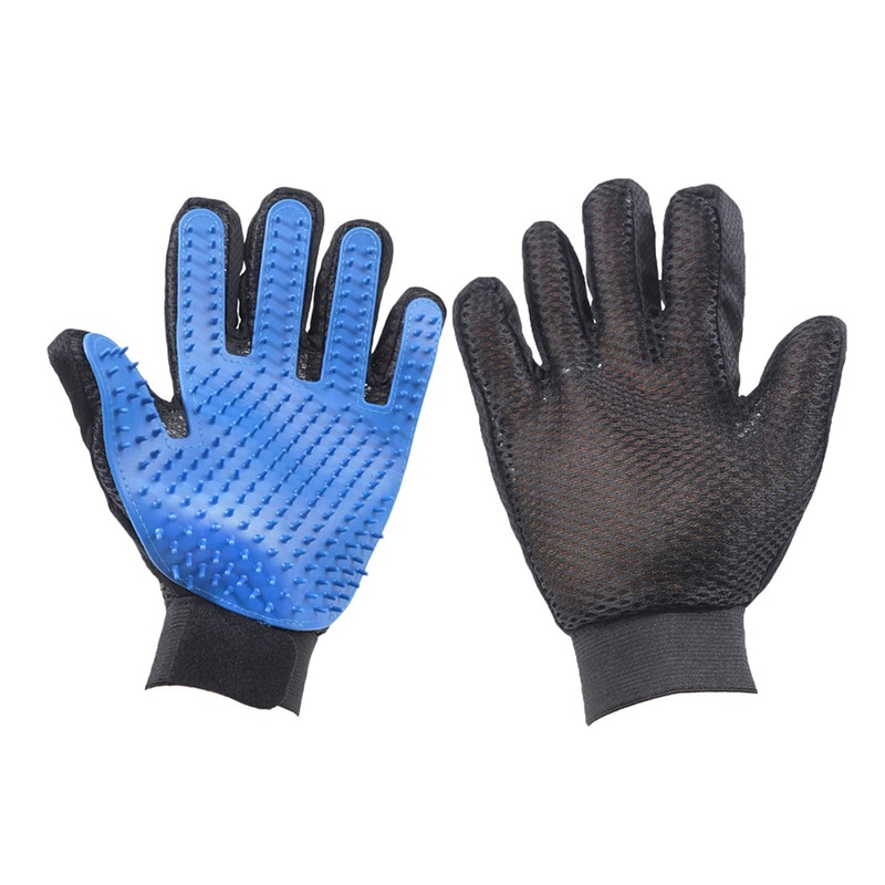 Merauno Grooming Glove Pet Hair Remover Brush Massage Grooming Glove Dog Cat Massage Effect & Top Hair Protection (Blue, 2 Gloves (One Pair)) Blue 2 Gloves (One Pair)