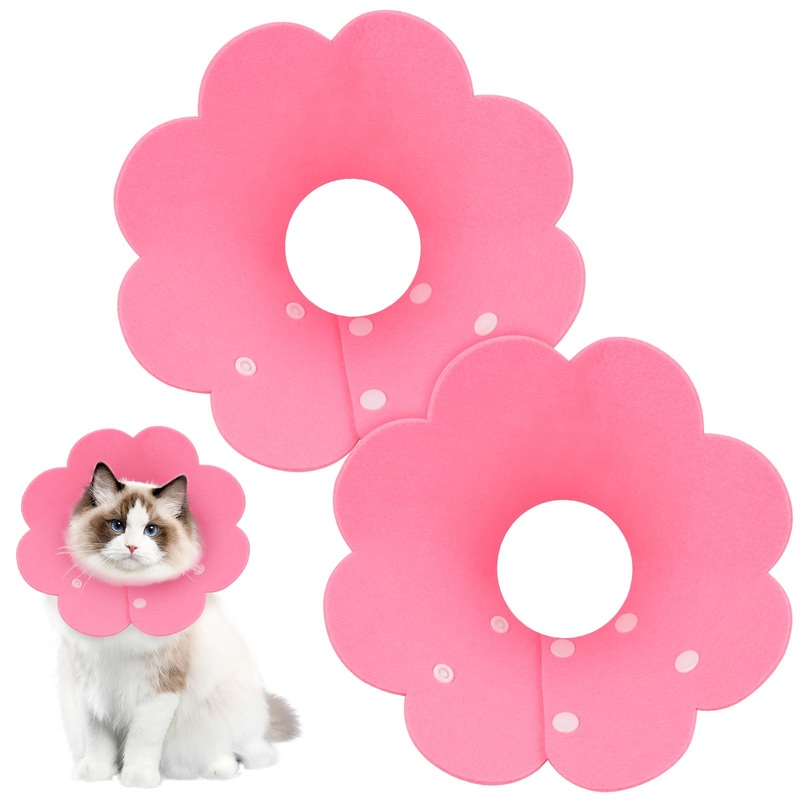 Pack of 2 cat collars made of felt, cat collars, adjustable, pet collar, anti-licker, soft cat collar for protection, wound healing for small dogs and cats