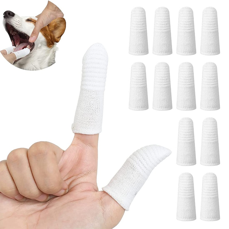 SIOPPKIK Dog Toothbrush Fingerling Reusable, Pet Finger Toothbrush, Fingerlings Dog Dental Care, Anti-Plaque Finger Dog, Efficient and Clean Pet Toothbrush Made of Knitted Fabric Pack of 14