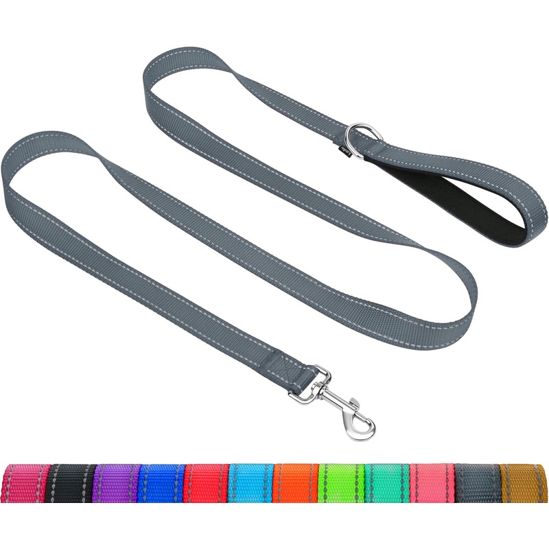 Taglory Dog Leash Medium Large Dogs Lightweight | Double-sided reflective | Padded handle | Support 10 to 75 kg | 1.8mx 2.5cm | Gray 1.8 m x 2.5 cm (pack of 1)