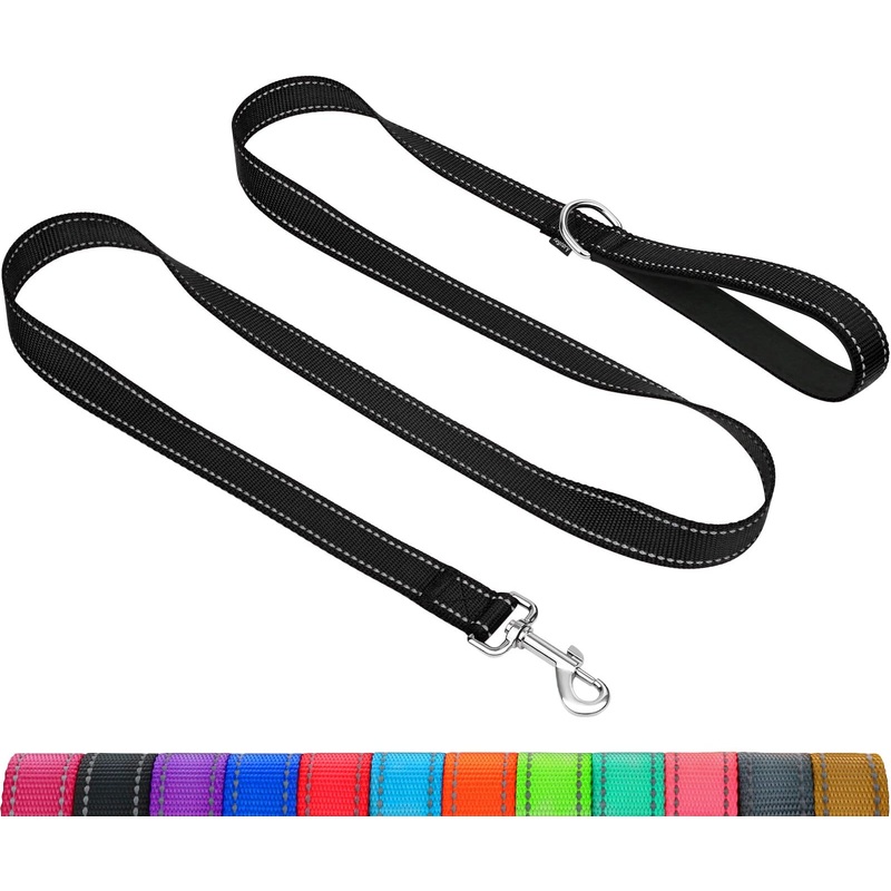 Taglory Dog Leash Small Dogs Lightweight | Double-sided reflective | Padded handle | Up to 10kg | 1.8mx 2cm | Black 1.8 m x 2.0 cm (pack of 1)