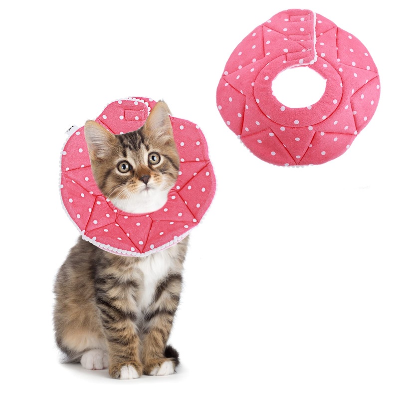 TIESOME Cat Collar Adjustable 6.7-9inch Kitten Recovery Collars Small Dog Cat Post-Surgery Soft Recovery Pet Cone Collar Anti-Bite/Lick Cat Dog Health (Pink)
