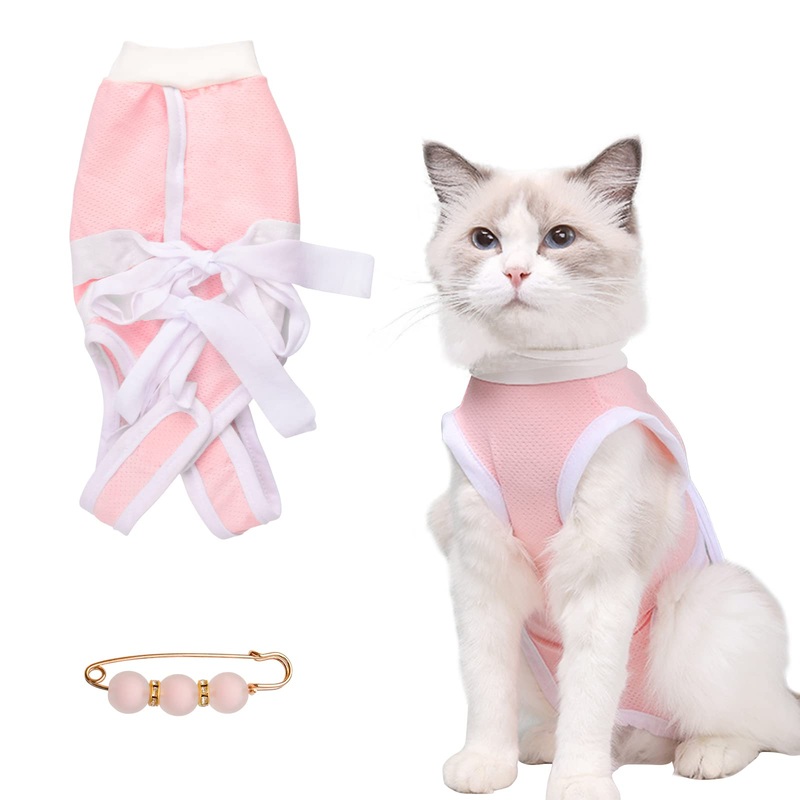 URROMA 1 PC Cat Recovery Suit Cat Wound Surgery E-Collar Alternative for Cats Dogs Post Surgery for Cats Pets S