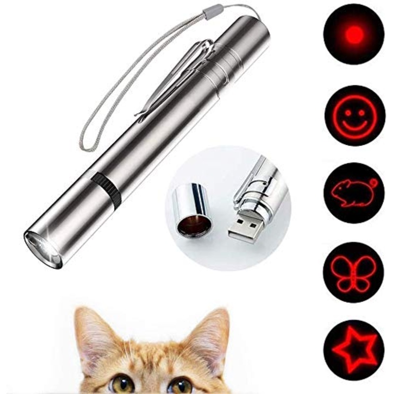 VOVIGGOL LED Pointer for Cats Toy, 7 in 1 and 5 Patterns USB Rechargeable Interactive Toy for Cats Light Toy for Pets Dog Training Device