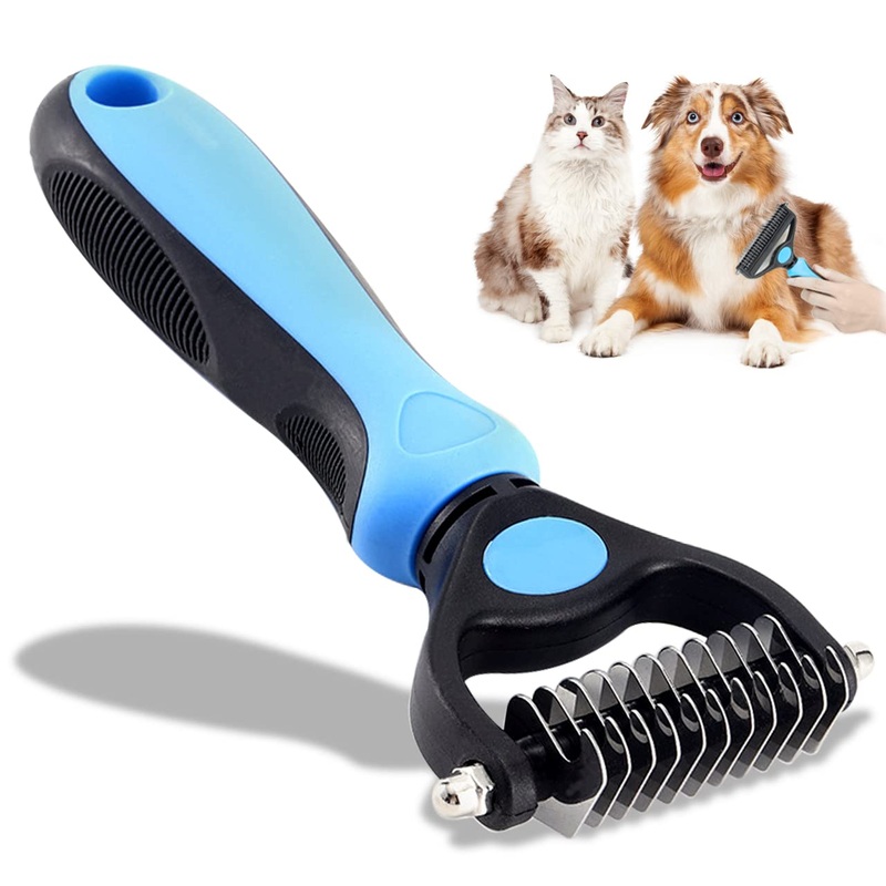 XLZJYIJ Cats and Dogs Undercoat Brush, 2-in-1 Undercoat Comb, Dog Comb, Cat Brush, Removes Undercoat Dog Comb for Pet Grooming and Hair Removal, Prevention of Knots and Tangled Hair