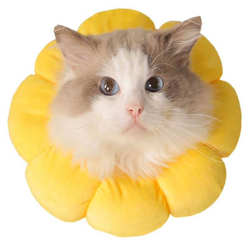 XSQD Neck Collar Cat Collar Soft Cat Protective Collar Anti Bite Safety Adjustable Protective Collar, Recovery After Surgery or Wound, Pets Small Dogs Kittens (M) Yellow M