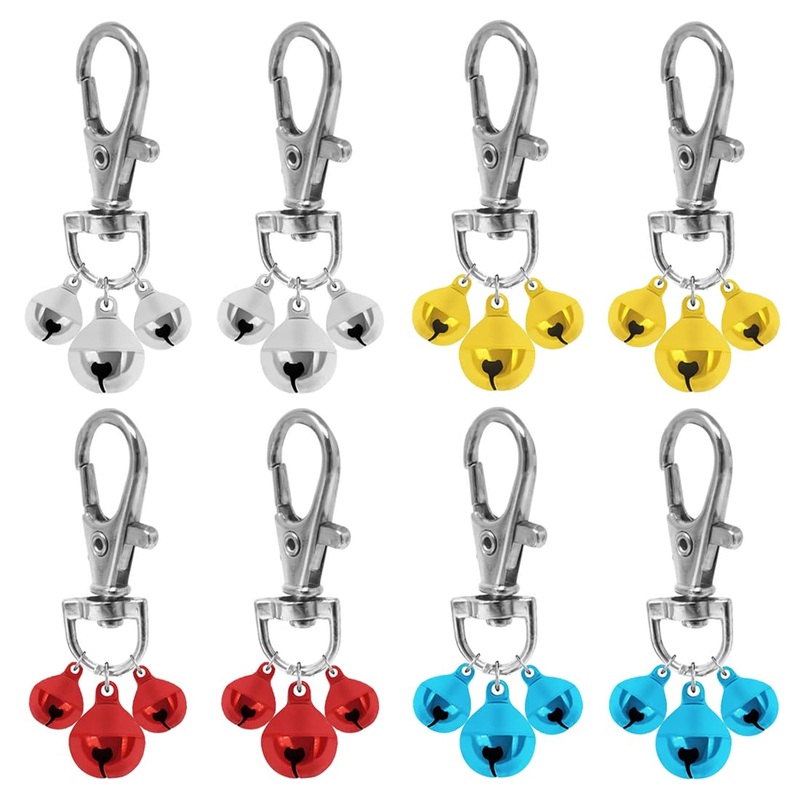 YEHUIMEI Pack of 8 dog bells, pet bells for collars, loud key rings, dog bell, collar charm, dog triple bell pendant for dogs