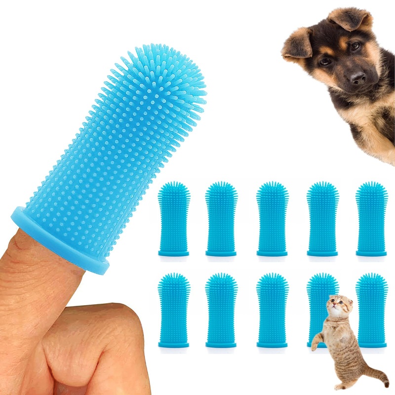10Pcs Toothbrush Dog, 360 Dog Finger Toothbrush, Silicone Pets Teeth Cleaning Toothbrush Kit for Dogs, Puppies, Cats & Small Pets Dental Care