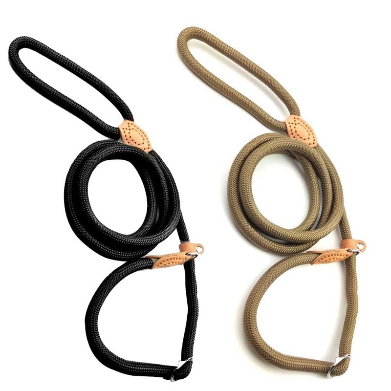 2 Pack Retriever Leashes for Small Dogs Dog Leash Durable Adjustable Nylon Training Leash for Small Medium Dogs Khaki Black Medium