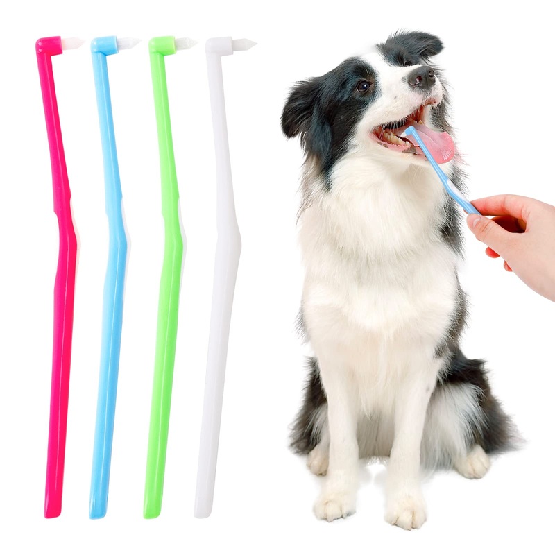 4 PCS Toothbrushes for Dogs Soft Bristles Pet Toothbrushes Durable Cat Toothbrush Dental Care Set for Dogs Puppy Toothbrush for Removing Food Residue Dog Teeth Cleaning Set