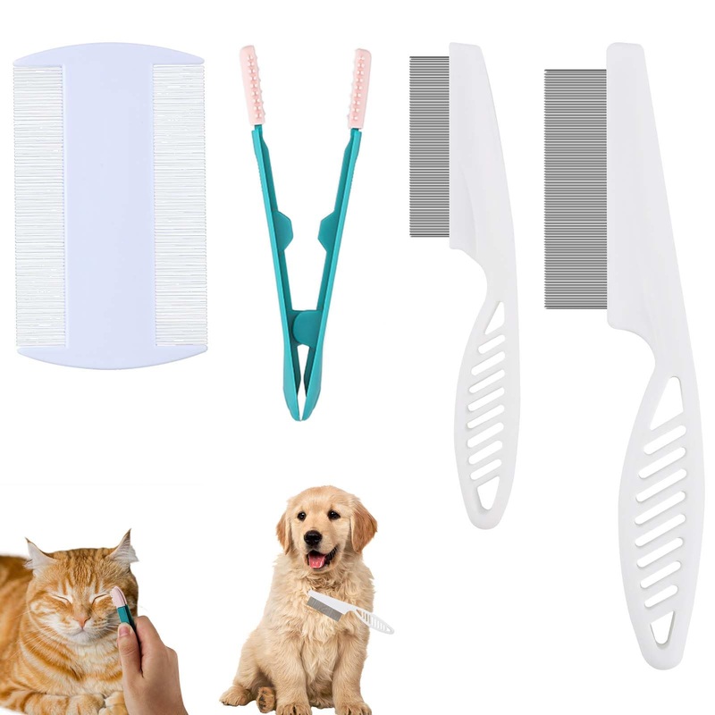 4 pieces animal hair comb, magic pet comb, flea comb for cats, multifunctional animal hair comb, tear stains, tear stain removal for pets, cleaning, hair loss, hair and fur
