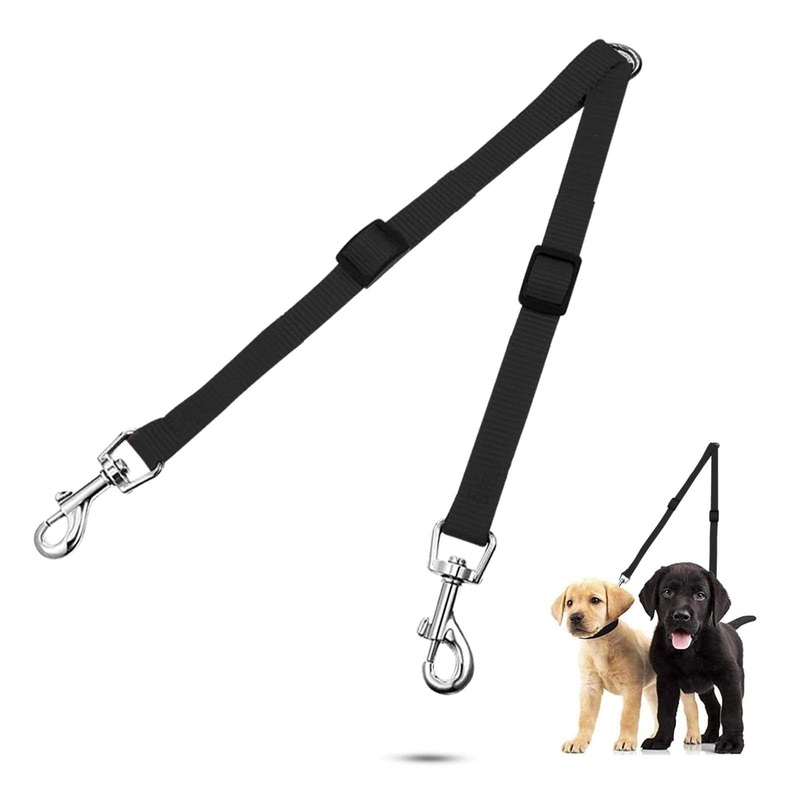 Adjustable Double Leash for Pet Trainers, No Tangle, Double Dog Leash, Perfect Leashes for Walking 2 Dogs on One Leash (Black) Black