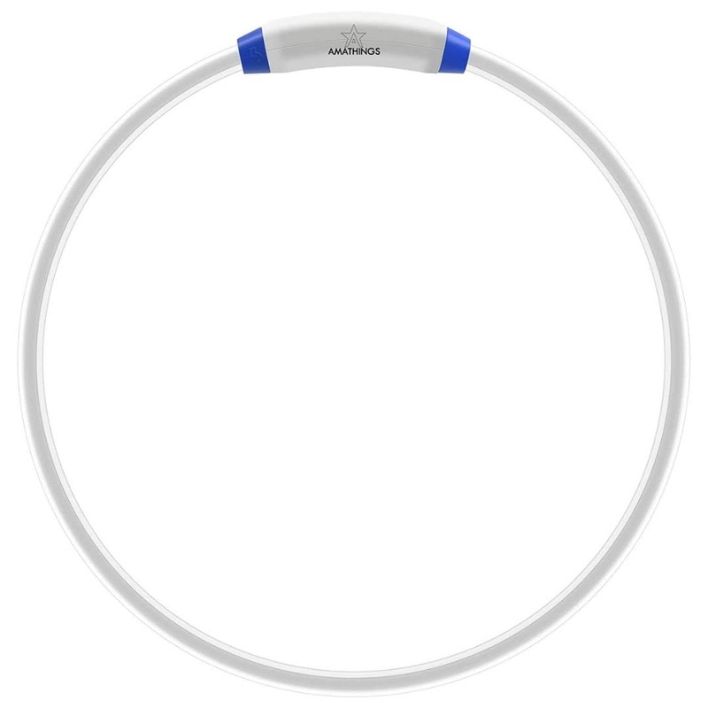 AMATHINGS LED Visio light dog collar in blue – dog collar bright and rechargeable with approx. 12 hours light time – shortenable dog light collar with USB micro cable – LED dog collar blue 2020
