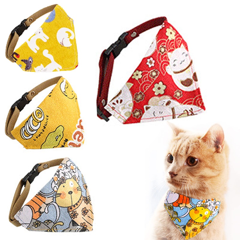 BSITSSS Pack of 4 cat collars, cat collars, removable kitten collars, adjustable cat scarf, cat accessories, cat collar for cats, kittens, 18-33 cm (color random)