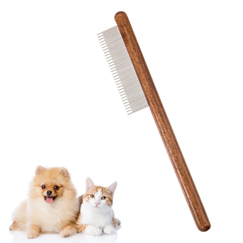 Cat brush, dog brush, lice comb with wooden handle, flea comb for dogs and cats with tangled short/long hair, brush for pet care
