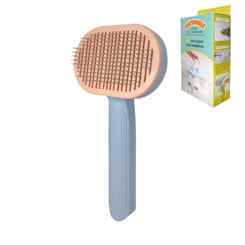 Cat brush, self-cleaning pet brush, for long hair and short hair, removing loose fur and dirt