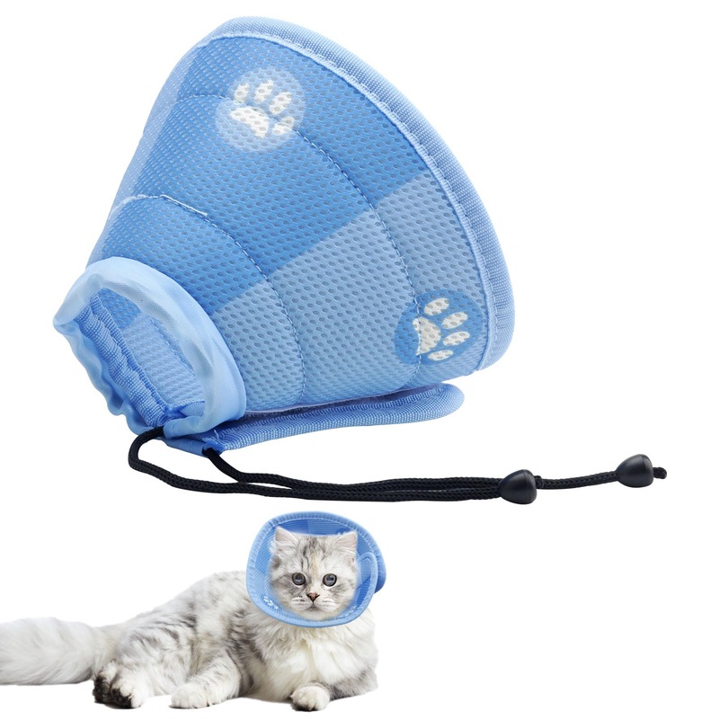 Cat & Dog Neck Brace: Adjustable, Soft Neck Brace for Cats and Puppies – Cat Collar, Cat Cone After Surgery & Injuries, Kitten Accessories – Comfortable Donut Cat, Cat Collar (Blue, M)