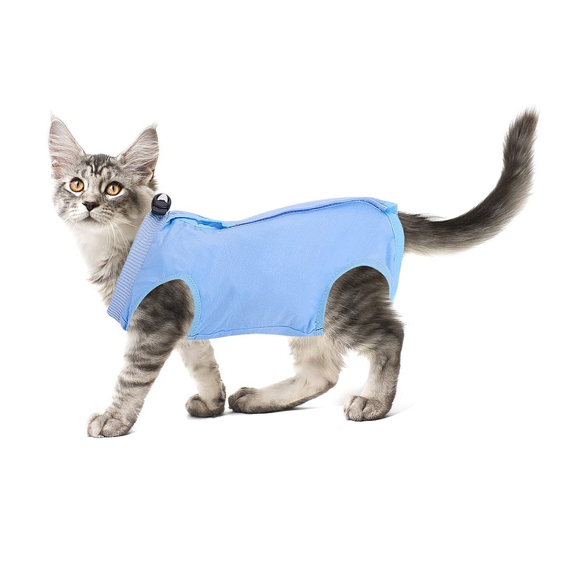 cobee Professional Cat Recovery Suit for Abdominal Wounds or Skin Diseases Kitten Surgery Recovery Suit E-Collar Alternative for Cats and Dogs Post Surgery (S, Blue) Size S, Blue