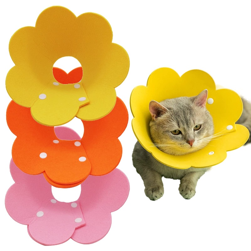 DKDDSSS 3 pieces cat protective collar, soft neck collar, cat collar, anti-bite safety, adjustable, comfortable E-collar, for cats, small dogs, after surgery and injuries