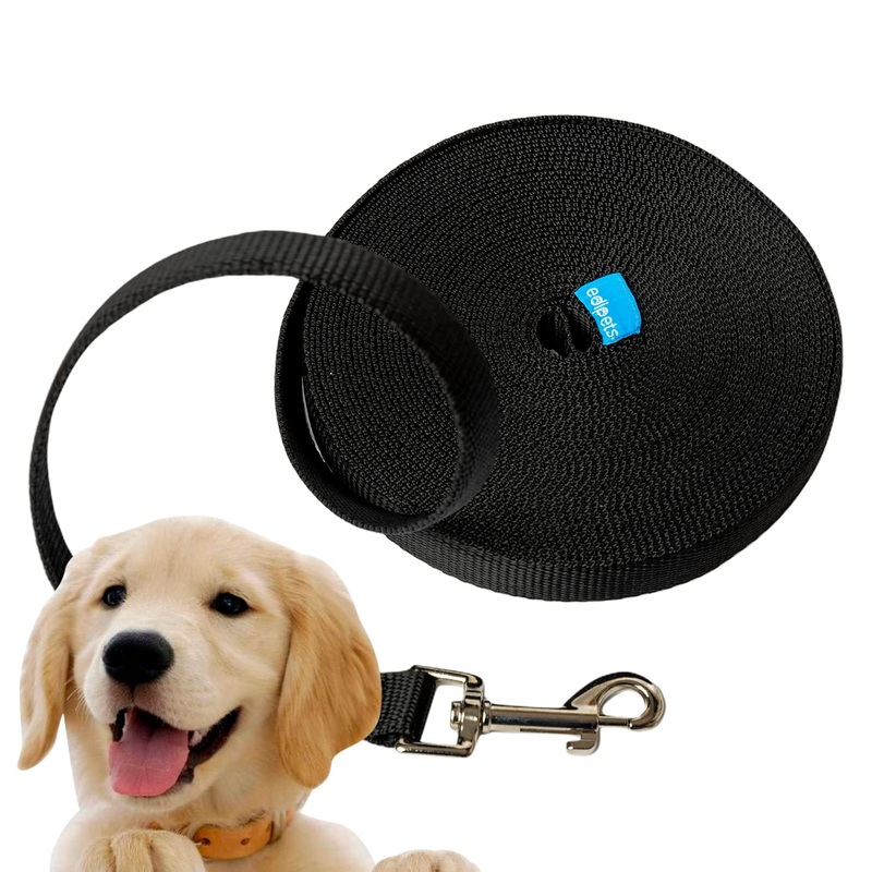 Edipets, drag leash for dogs, 1.5m / 3m / 5m / 10m / 15m, waterproof training leash for large to small dogs, robust dog leash (5 m, black) 5 metros