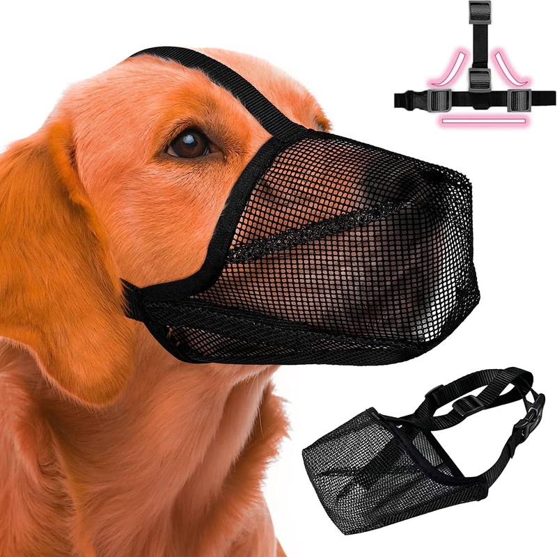 Exsbtay Mesh Dog Muzzle, Muzzle for Dogs, Basket Muzzle for Dogs, Breathable Pet Mask Dog Training Muzzle for Small Medium Large Dogs (XL, Black)