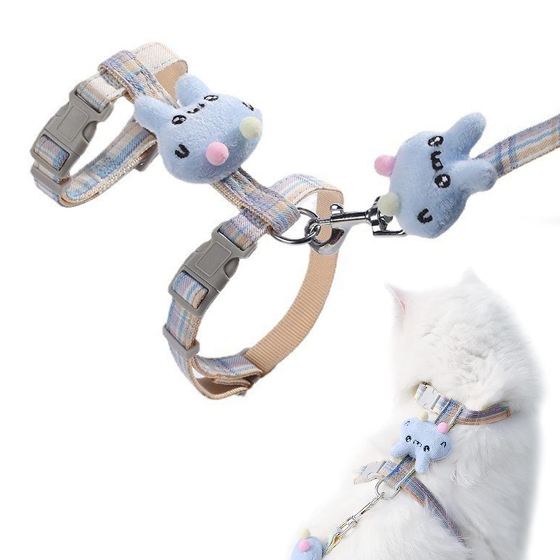 HUTVD Cat Harness and Leash – Escape Proof, Adjustable, Lightweight & Soft – For Large and Small Cats – Pet Safe – S – Blue