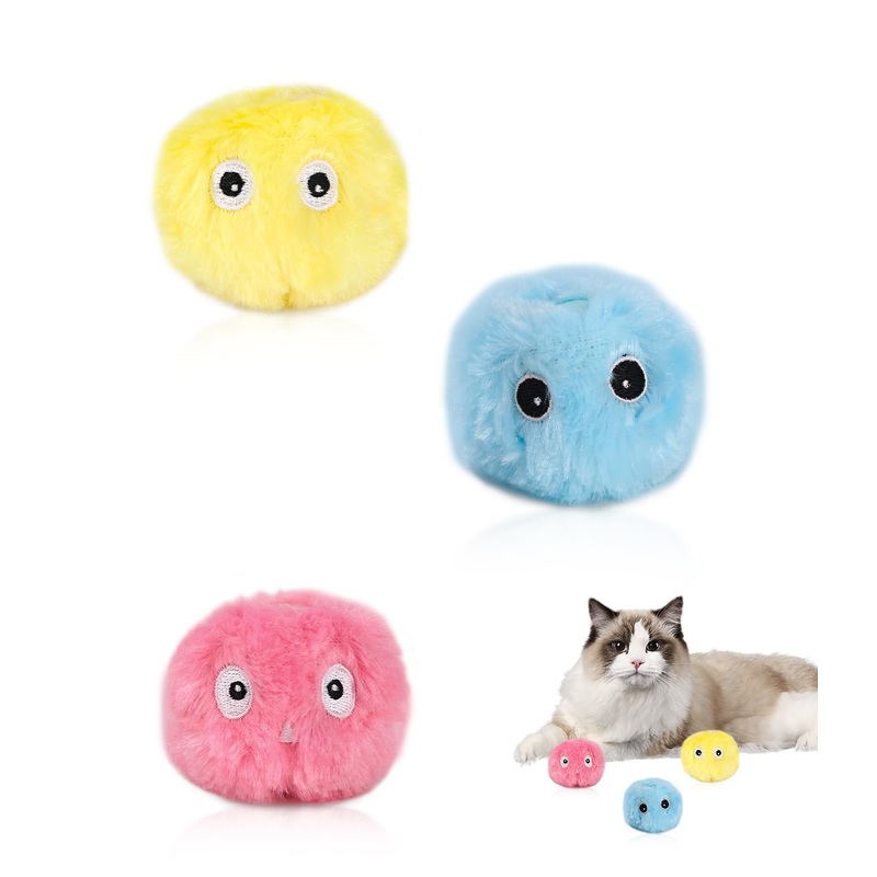 jutyum Interactive Cat Toy Ball Pack of 3 Cat Balls Cat Toy Ball with Sound Catnip Ball with Sound Cat Toy Cat Toy for Kittens Self-employment