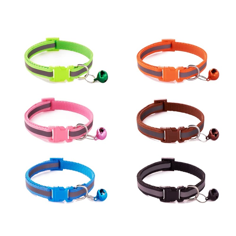 JVHLOV Pack of 6 reflective cat collars, adjustable collar for cats (19-32 cm), cat collar with safety clasp, adjustable to the weight of your cat