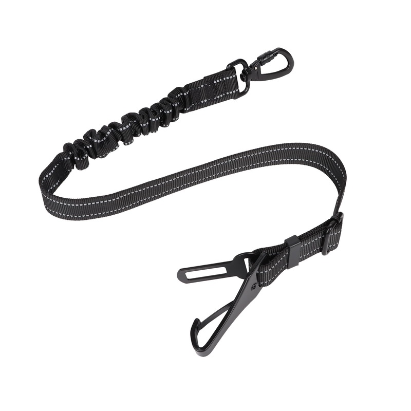 Lollanda Dog Car Seat Belt, Dog Car Seat Belt Adjustable, Dog Seat Belt for Car with Elastic Shock Absorption and Strong Carabiners Black