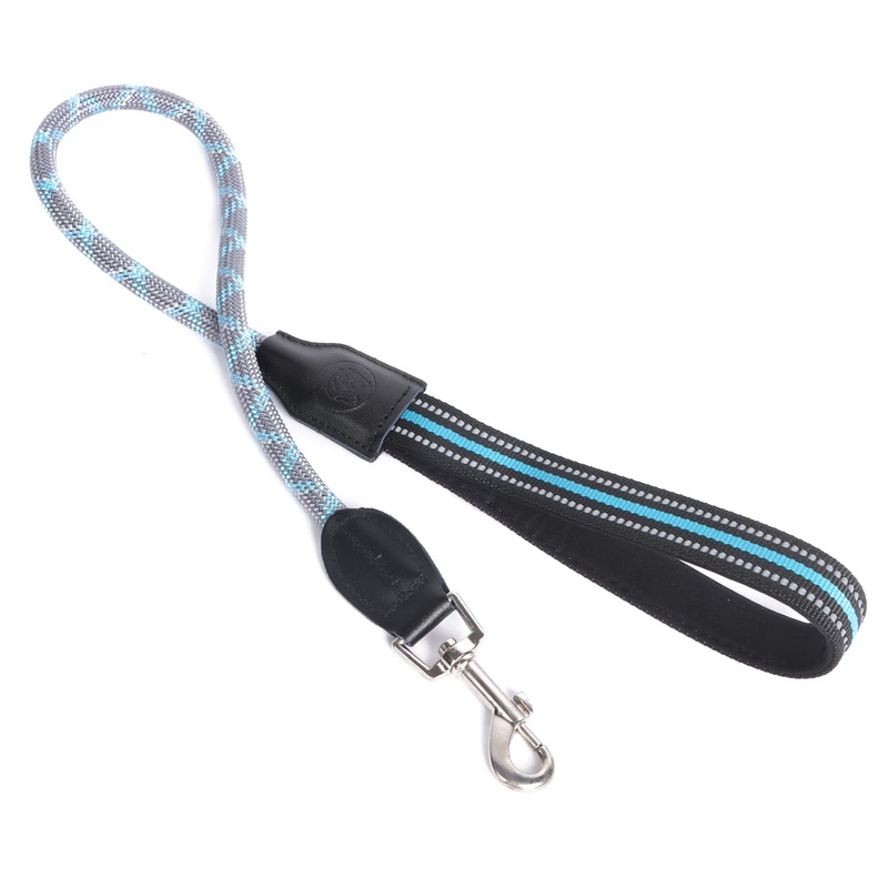 Lollanda Short Dog Lead for Medium Large Dogs, Nylon Dog Lead, 80 cm Training Lead, Dog Lead with Padded Handle, Short Lead Dog Rope, Reflective Dog Lead (Blue) Blue