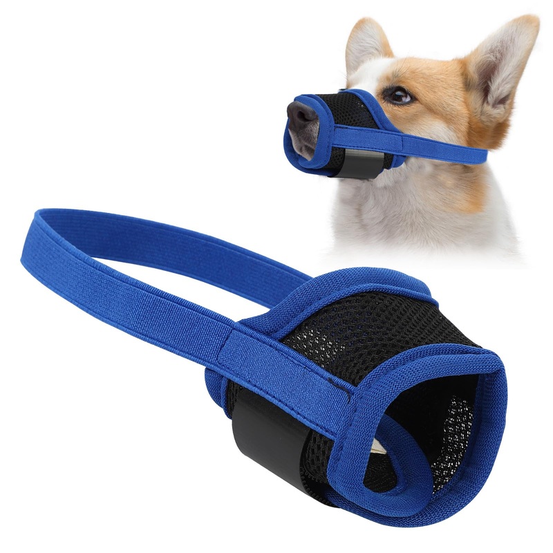 Mayoii Dog Muzzle, Adjustable Dog Muzzles Anti Biting, Barking, Breathable and Comfortable Muzzle for Medium Dogs Small Dogs, Blue (M) M