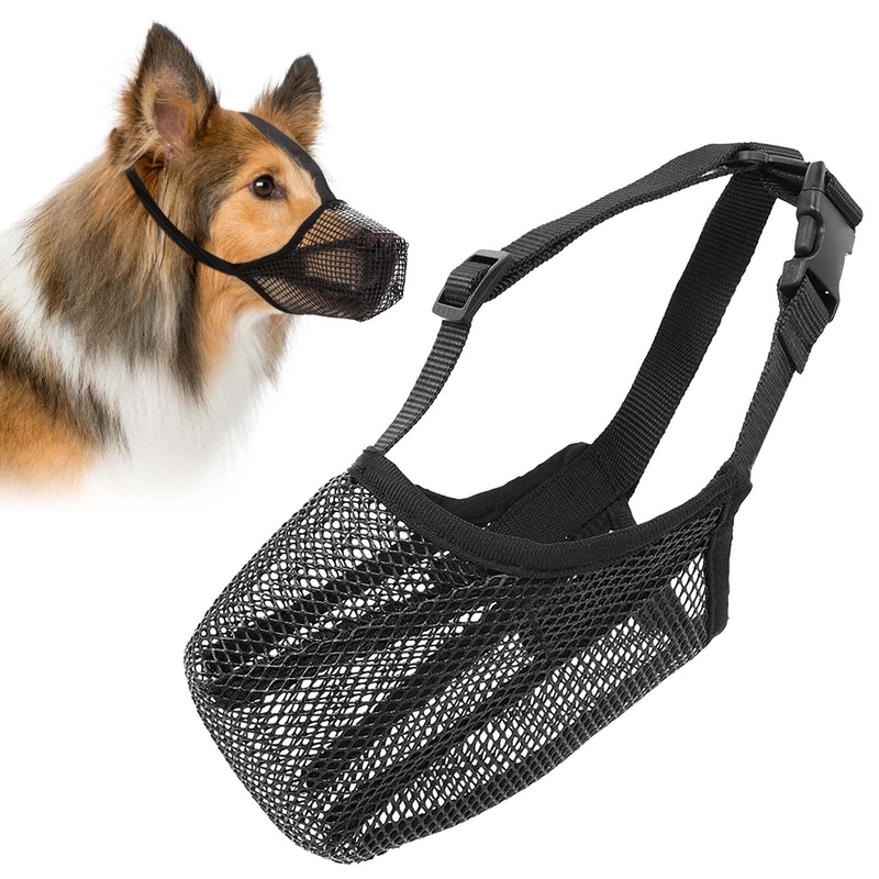 Muzzle for dogs, FWLWTWSS dog muzzle with rounded mesh and adjustable loop, dog muzzle for small, medium and large dogs prevents biting, chewing and barking (L) L