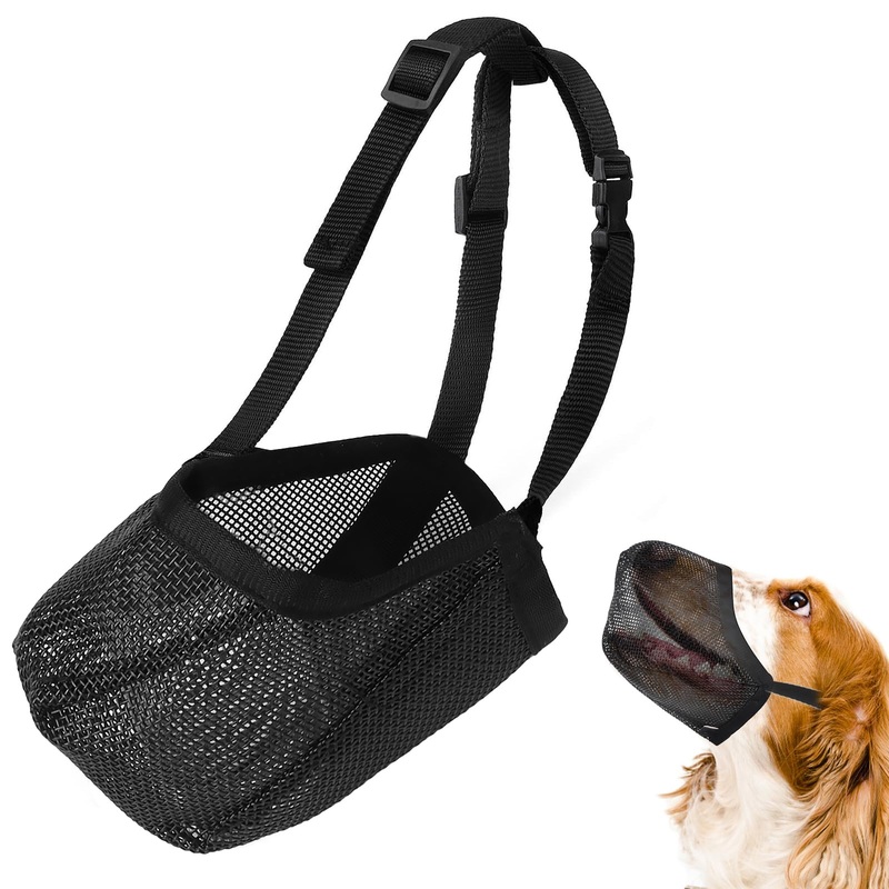 Muzzle for dogs, soft adjustable mesh muzzles, muzzle for dogs with rounded mesh, muzzle for small medium large dogs (L) L
