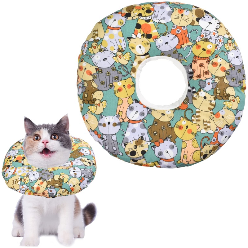 Neck ruffs for cats and dogs, soft protective collar, cat anti-bite recovery collar, protective collar, adjustable protective collar to prevent infections, cotton cat collar for puppies and kittens, XS