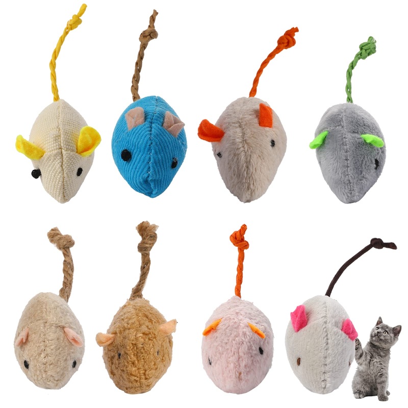 Pack of 8 play mice, cat toy, mouse, catnip toy, interactive plush cat toy, mouse, kitten toy for cats and kittens, toy mice