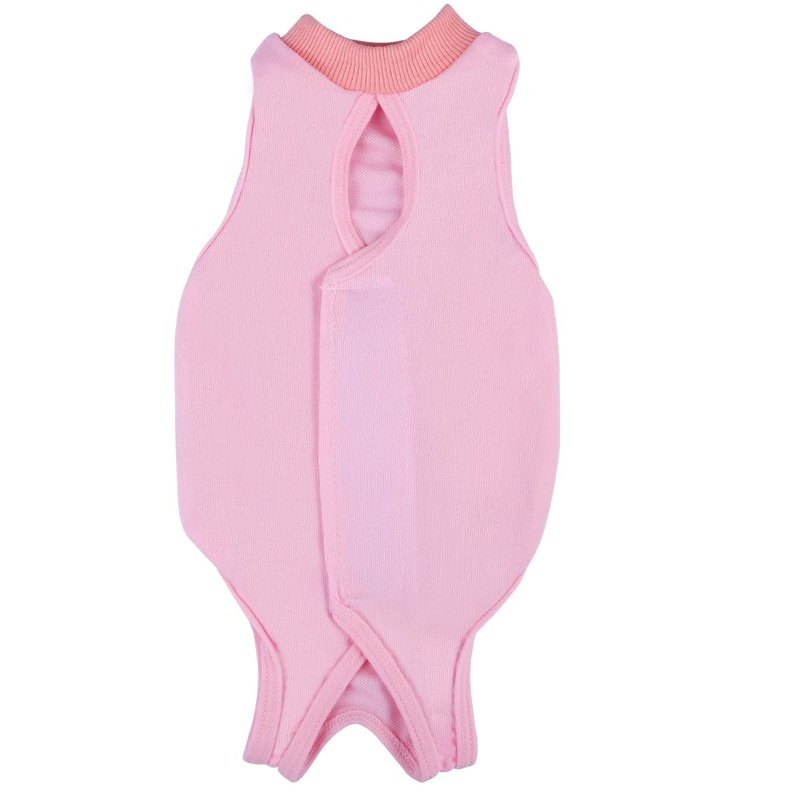 POPETPOP Recovery Suit Sterilization Care Wipe Medicine Prevent Licking After Surgery Wear Weaning and Warm Recovery Cloth Suit for Cats Dogs Pets – Length Approx. 28cm (Pink)