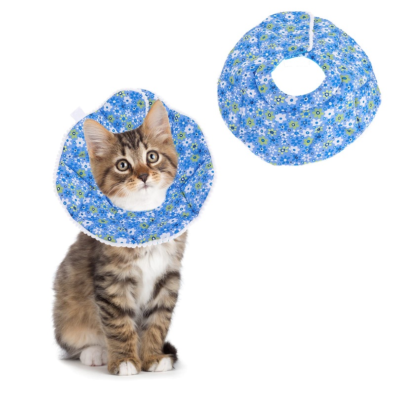 TIESOME Cat Collar Adjustable 6.7-9inch Kitten Recovery Collars Small Dog Cat Post-Surgery Soft Recovery Pet Cone Collar Anti-Bite/Lick Cat Dog Health (Blue)